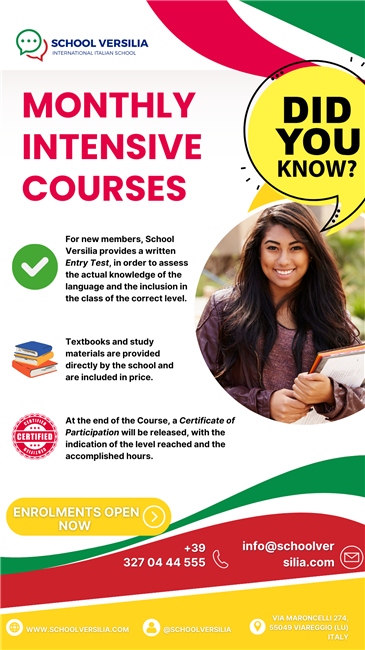 MONTHLY INTENSIVE COURSES (Study Holiday Formula)